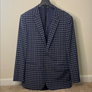 Bresciani Men's Blue Plaid Blazer See Measurements for Size